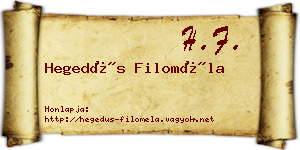 Hegedűs Filoméla névjegykártya